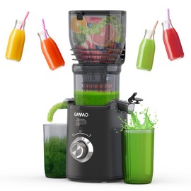 OMMO 6'' Large Cold Press Juicer, BPA Free Juice Extractor with Beep Install Check, Reverse Anti-Jam, High Juice Yield, Safety Stop Lid, Easy to Clean, Slow Juicer for Healthy Living/Fitness