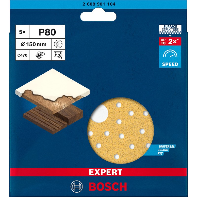 Bosch Professional 5x Expert C470 Sandpaper (for Hardwood, Paint on