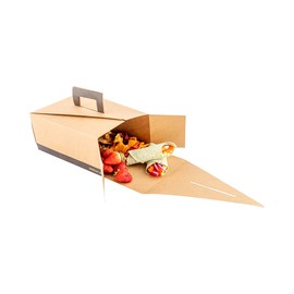 Restaurantware Cater Tek 9 x 7 x 4 Inch Disposable Lunch Boxes 100 Deep Food Boxes - With Handle Grease-Resistant Kraft and Black Paper To Go Boxes For Meals Treats Goodies or Party Favors