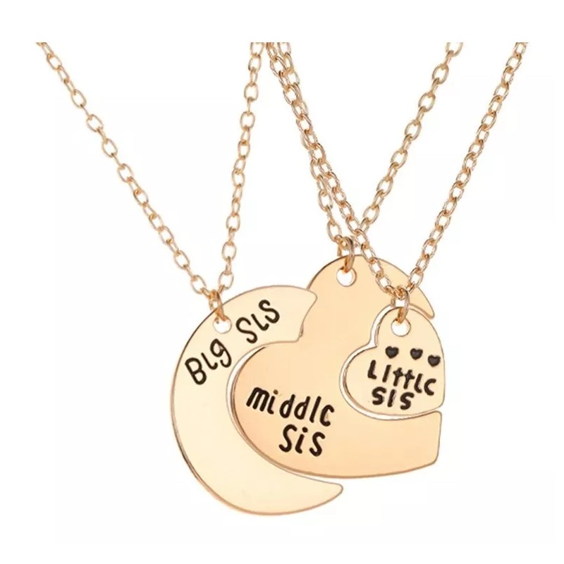 Deluxe 3 Collares Hermanas Amistad Amor 14 Febrero Regalo Corazón