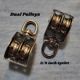 Unbranded Dual wheel Swivel eye pulley (2 count) 3 1/2 inch length 3/4" swivel eye