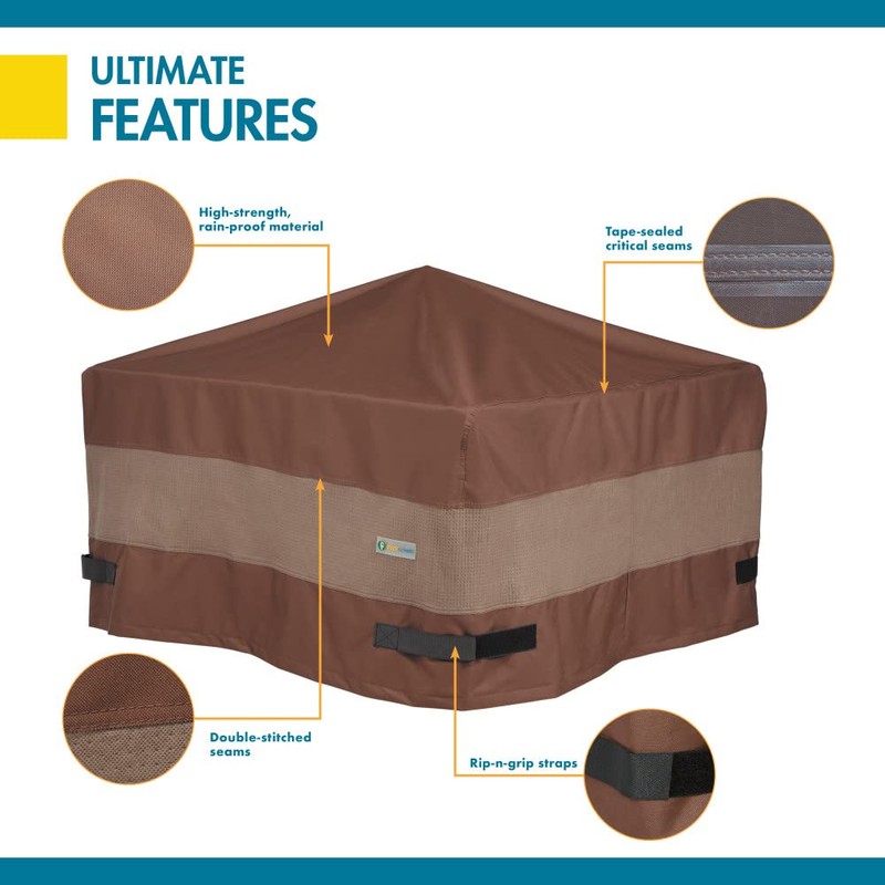Duck Covers Ultimate Waterproof 40 Inch Square Fire Pit Cover,