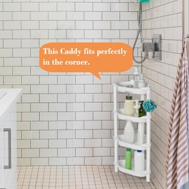 ELYKEN 4 Tier Shower Caddy Organizer Shelf Corner, 14.4 x 11.2 x 31.5 Inches, Rustproof, Plastic Shower Rack Stands for Inside Bathroom, Bathtub, Shower pan, White