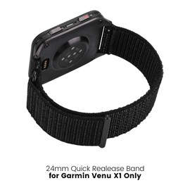 Nylon Band Compatible with Garmin Venu X1, Breathable Soft Adjustable Hook and Loop Strap Replacement