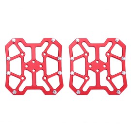 Bike Pedal Adaptor 1 Pair Aluminium Alloy Bike Bicycle Clipless Pedal Platform Adapter for SPD (Red)
