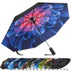 ZUOYOUZ Compact Travel Umbrella,Automatic,Strong,Windproof,Folding,Lightweight,Printed Pattern Backpack Folding Travel Umbrella for