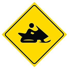 Lancy's Artwork Yellow Diamond Caution Snowmobile Crossing Sticker Sign for Business Wall Window Any Smooth Surfaces Commercial Sticker Square Sticker Sign for Business Wall Window Any Smooth Surface