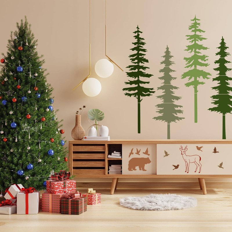 Forest Tree Stencil Set Large Pine Tree Stencils for Painting