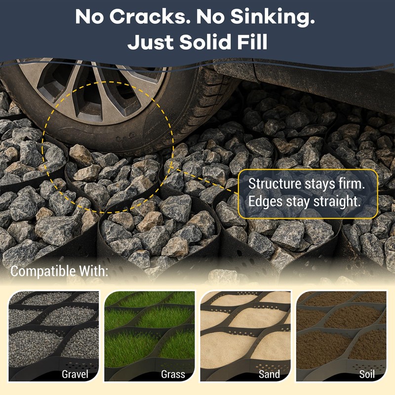 40FT Gravel Driveway Grid – Heavy Duty HDPE Geocell Ground