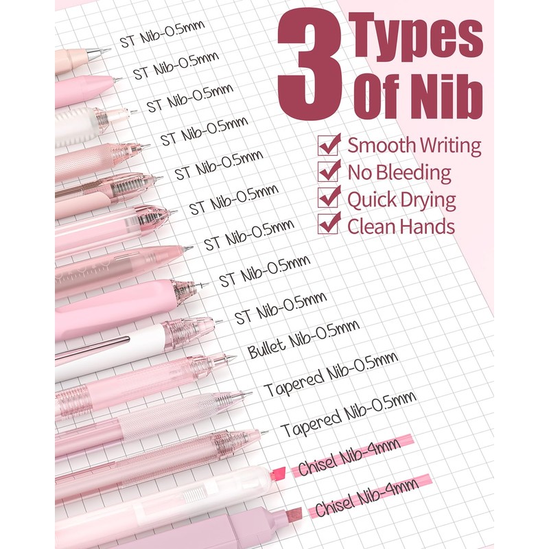 Four Candies Writing Ink Pens with Black & Pink Ink