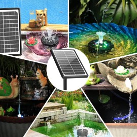 AISITIN 10W Solar Fountain Pump with 16 Nozzles, 4400mAh Battery & Colorful LED Lights