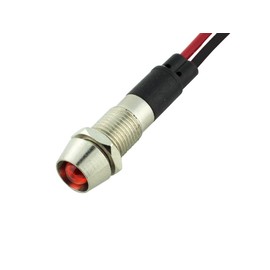 Alpinetech Flashing Red 8mm 5/16" Blinker 12VDC LED Metal Signal Indicator Pilot Dash Light