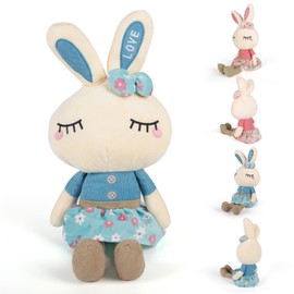18inches Easter Bunny Plush Cute Realistic Long-Eared Easter Rabbit Stuffed Animal for Kids Girls Easter Gift (Blue)