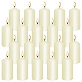 Set of 20 |2x4 Inch Ivory Pillar Candles - Perfect for Home Decor and Serene Ambiance, Warm Ivory