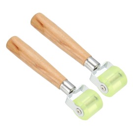 PATIKIL 1.2" Sound Deadening Roller, 2pcs Noise Insulation Tool Seam Roller PU Wheel Roller for Wallpaper Heat Mat Car, Wood Handle