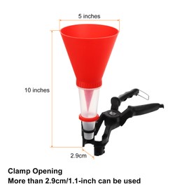 HARFINGTON Adjustable Clamp Oil Funnel, Universal Engine Oil Funnel Adapter Spill-Free Oil Filter Transfer Tool for Cars Trucks Automotive Motor, Red