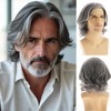 RicHyun Grey Wigs for Men Short Wavy Layered Synthetic Cosplay