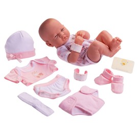 8 piece Layette Baby Doll Gift Set | JC Toys - La Newborn Nursery | 14" Life-Like Doll w/ Accessories | Pink | Ages 2+