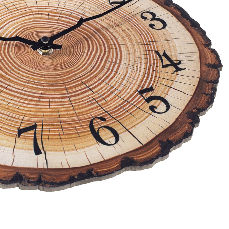 Rustic Wooden Wall Clock 12 Inch Silent Non Ticking Wall