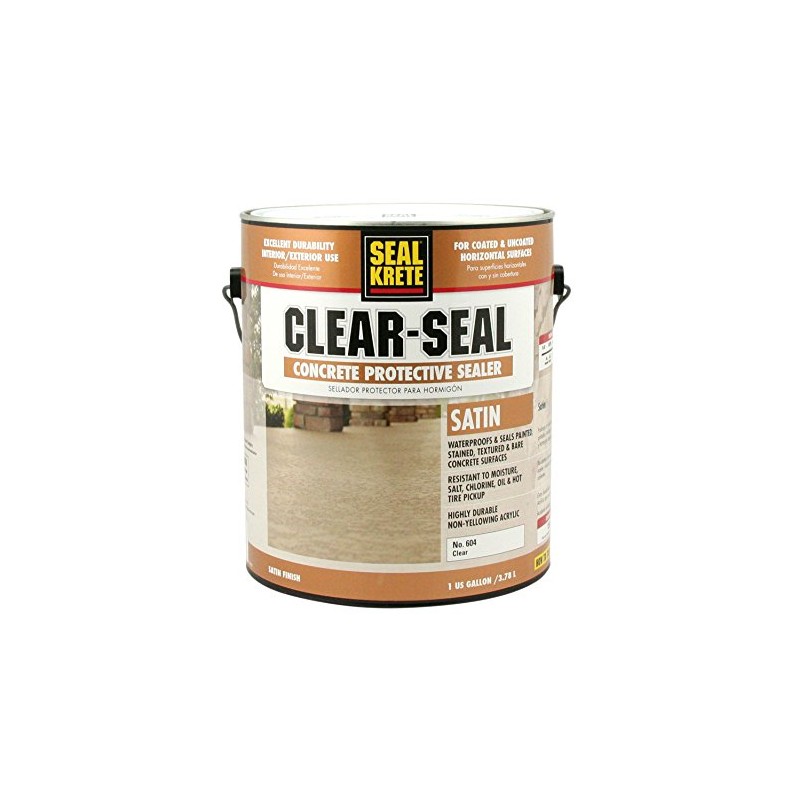Seal-Krete 604001 Clear-Seal Satin Concrete Protective Sealer, Gallon, Clear
