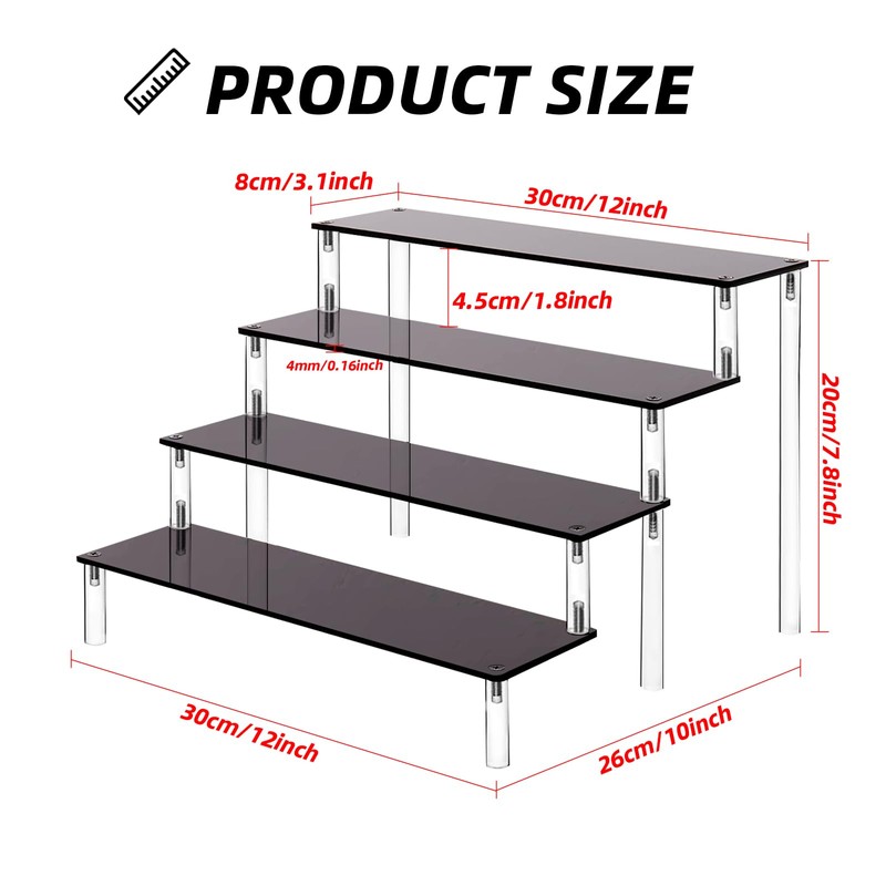 Acrylic Riser Display Stand, Black 4 Tier Cupcake Stand Display