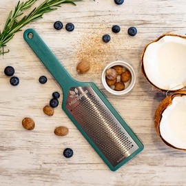 Microplane EcoGrate Series - Fine Cheese Grater with Peacock Blue Frame | USA-Made Blade