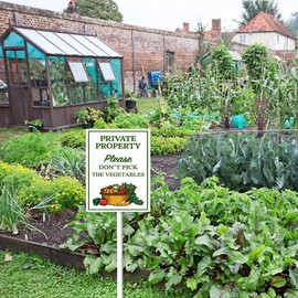 Bidesign (8X12) IN Private Property Please Don't Pick The Fruit Thank You Yard Sign With Stake Rustproof Aluminum Fruit Signs Stand for Home Orchard Garden Outdoor Decoration