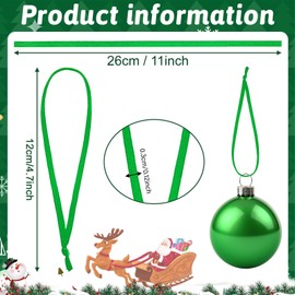 JUNEBRUSHS 300Pcs Christmas Ornament Ribbon Hangers, Hand Tied Christmas Ornament String Ties Ornament Ribbon Loops Thin Ribbon for Ornaments Christmas Tree Hanging Decorations (Green)