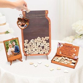 ONLANKET Jar Love Wooden Guest Book Wedding Reception, Rustic Wedding Guest Book Alternative 80 Hearts, Wedding Guest Book Ideas, Wedding Sign, Wooden Heart Guest Book, Wedding Signs for Ceremony