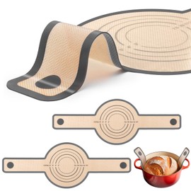 Silicone Baking Mat for Dutch Oven Bread Baking Mat With Extra Long Handles，Bread Sling - Non-Stick & Easy Clean Silicone Bread Mat (2pcs Grey)