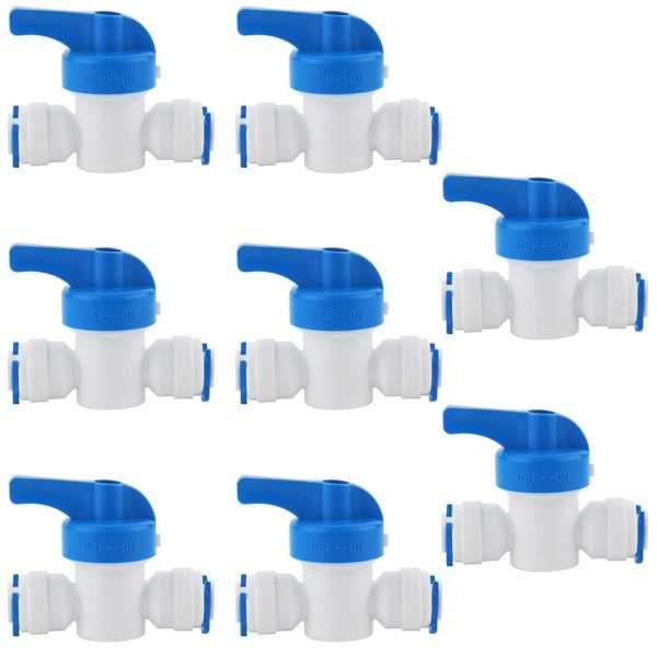 WPERSUVV 1/4" OD Quick Connect/Shut Off Valve/Isolation Valve, Freezer/Reverse Osmosis Water Filter System Water Pipe Tubes (8 pieces)