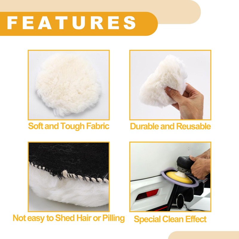 Partuto 1pc 5" 125mm Universal Wool Polishing Buffing Pad -