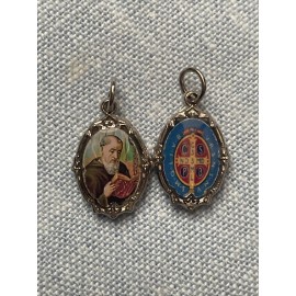 Saint Benedict Medal Pendant Charm | Silver Tone | Medalla de San Benito