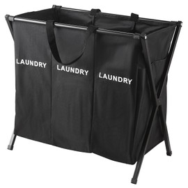 Laundry Basket Sorter 3 Section, Collapsible Laundry Hamper, 25" x 14.6" x 22.8" Dirty Clothes Basket for Bathroom Washroom Organization