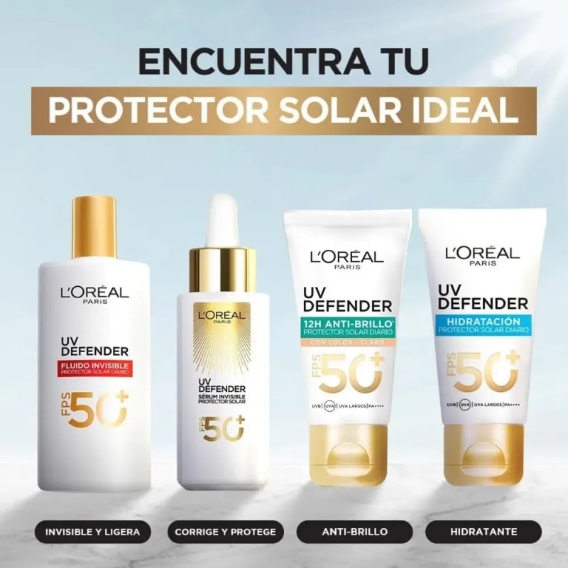 Bloqueador Uv Defender Antibrillo Tono Claro Spf50 40g