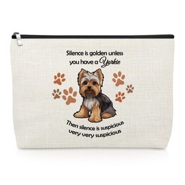 Gevody Yorkie Gifts for Women Makeup Bag Dog Mom Gifts for Yorkie Owner Dog Animal Lovers Yorkshire Terrier Cosmetic Bag Mothers Day Christmas Birthday Presents Travel Zipper Pouch Pet Lover Present