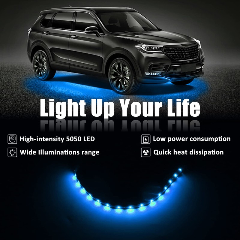 XT AUTO Ice Blue 12v 15 Led 30cm Car Flexible
