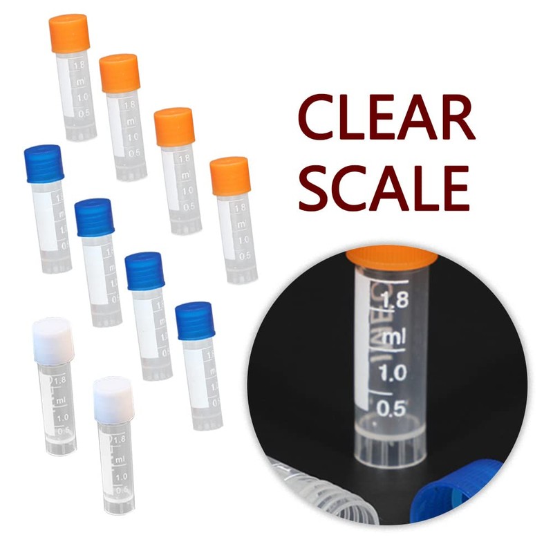 通用 20 Pcs 1.8 ml Graduated Plastic Clear Test Tubes