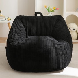 MAXYOYO Kids Bean Bag Chair, Bean Bag Couch with Handle, Comfy Toddler Chair for Boys and Girls, Accent Sofa Chair with Pocket for Gaming Reading Relaxing, Black