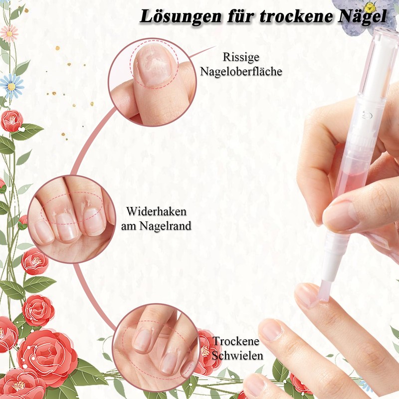 Virellay 8 Stück Moisturizer Cuticle Oil - Nagelöl Stift Set