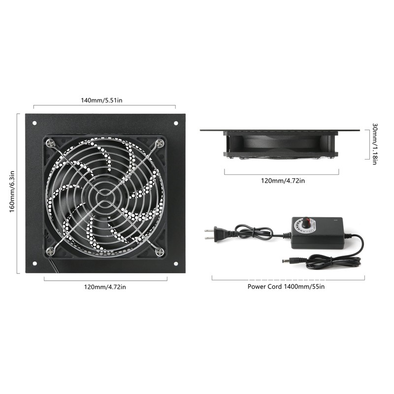 Nalle 120MM Quiet Cooling Single Fan System with Power Adapter