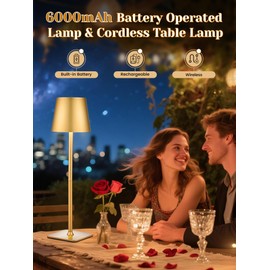 ReinHoo Cordless Table Lamps Set of 2,6000mAh Battery Operated Lamp,Dimmable+3 Colors Rechargeable Lamps Cordless Lamp,Portable & Wireless Table Light for Kitchen/Bedroom/Bathroom/Living Room/Outdoor
