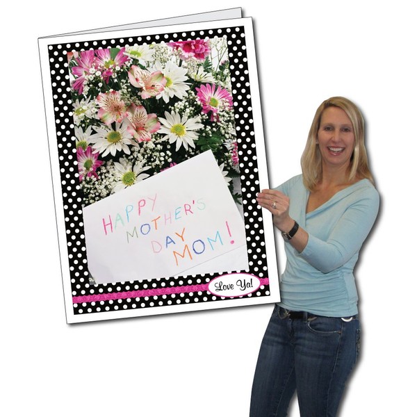 VictoryStore Jumbo Greeting Cards: Giant Mother's Day Card, Polka Dots, 2 feet x 3 feet Card with Envelope