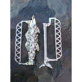 Oriental Secret Garden Silver plated fish magnetic Slide Tube or Lip stick Clasp. (S02S)