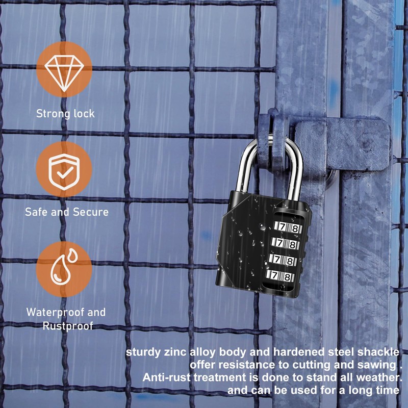 NAGE Padlocks with Code 4 Digit, Combination Padlock for Gym