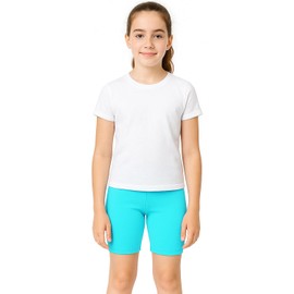 PopCouture Girls Premium Activewear Gymnastics Sports Cycling Shorts Aqua Blue 9-10 Years