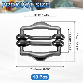 uxcell 10Pcs Metal Slide Buckles, 15mm Double-Pin Webbing Strap Roller Adjuster, Slider Buckle Tightener for Suit Belt Cloth Bags Replacement Part, Dim Gray