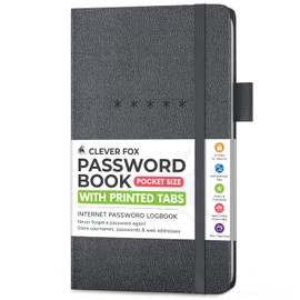 Clever Fox Password Book Pocket – Small Internet Address & Password Journal Organizer – Computer & Website Log-In Keeper Notebook (Mystic Gray)