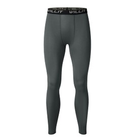 Willit Boys' Leggings Quick Dry Youth Compression Pants Basketball Sports Tights Kids Base Layer Gray M