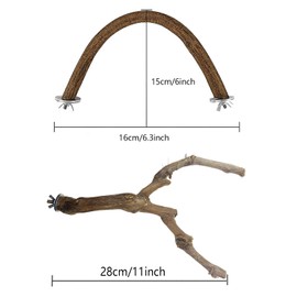 Allazone Bird Natural Wood Stand Perch Swing U Shape Natural Parrot Perch Bird Stand Pole for Parakeet, Conure, Cockatiel, Budgie, Lovebirds